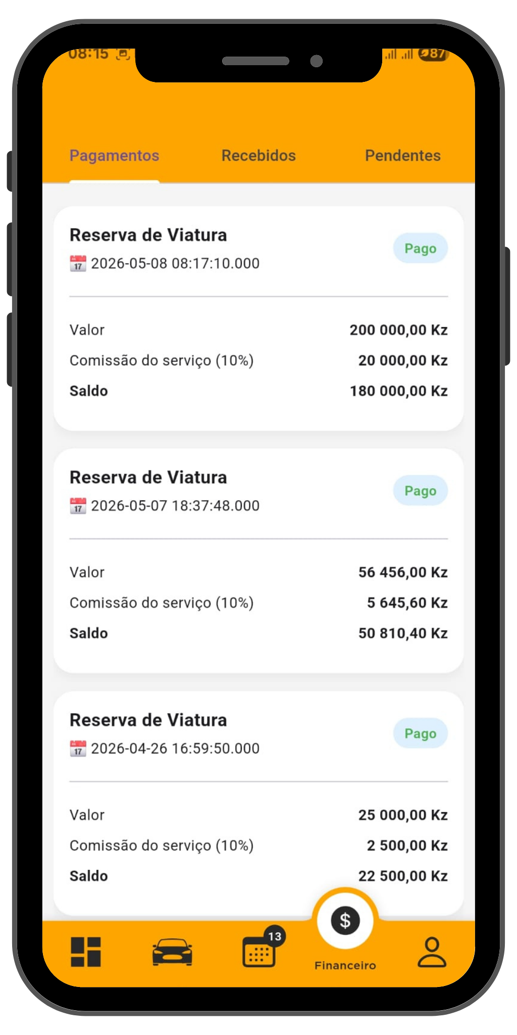 App parceiro - pagamentos