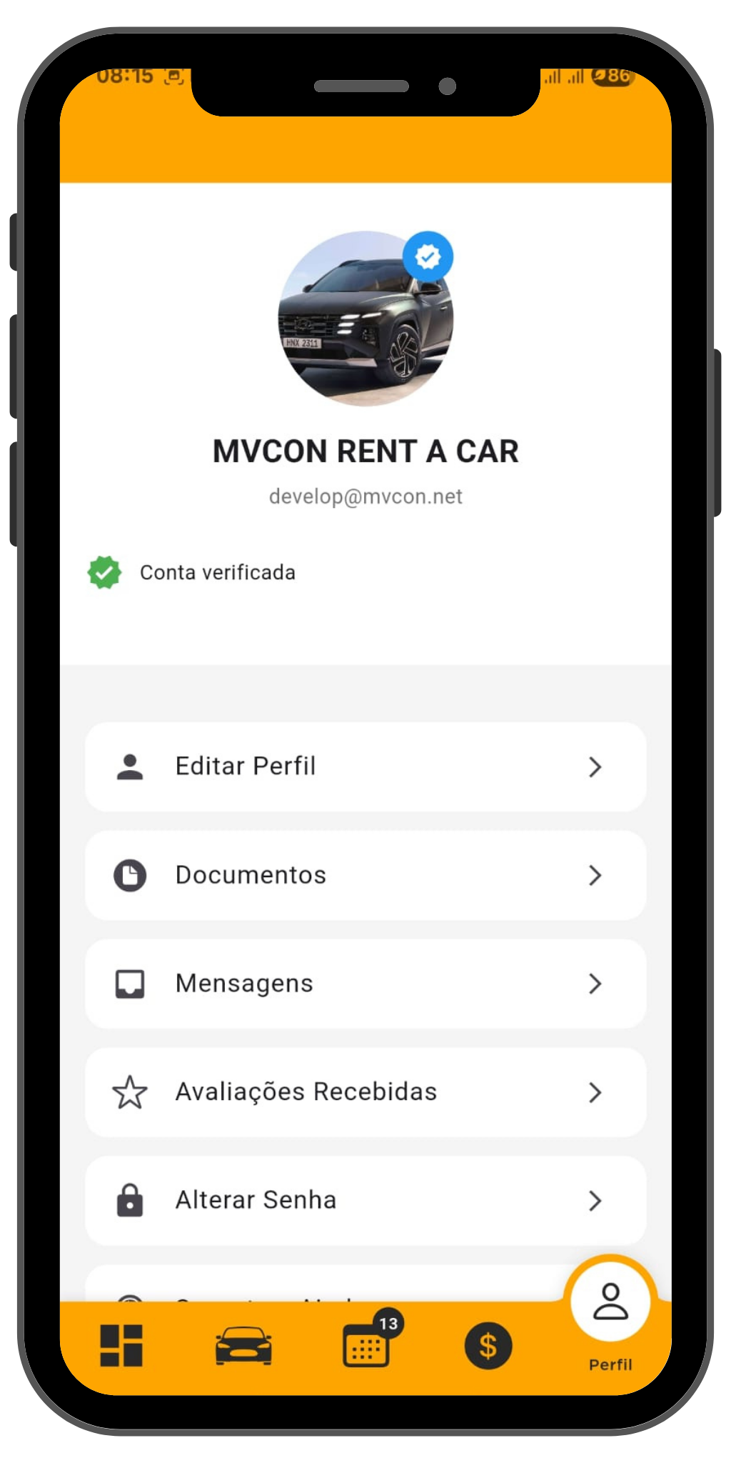 Perfil de parceiro com marca personalizada